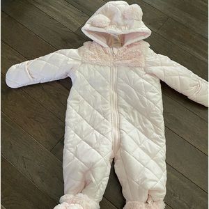 First impressions, baby girl, snowsuit